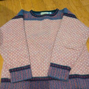 Classic LL Bean 1980s sweater - pink w flex and Icelandic style neck design